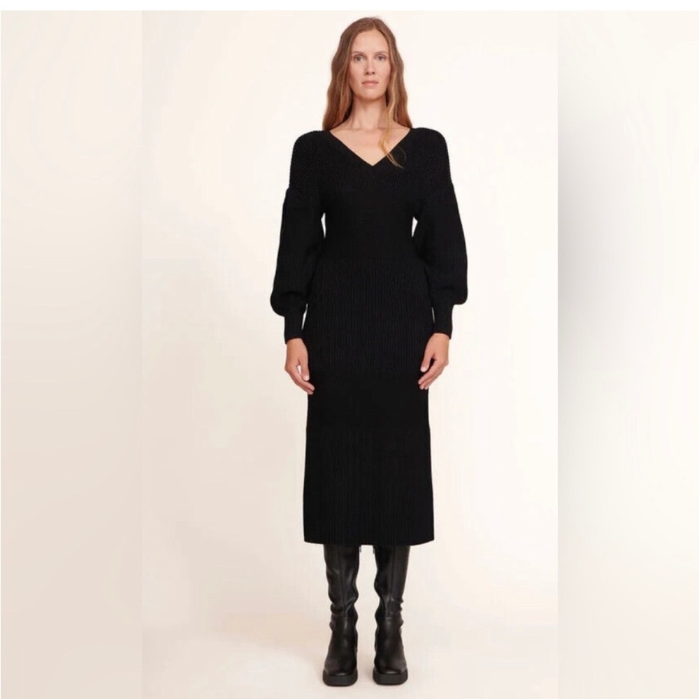 STAUD Carnation Black Knit Dress